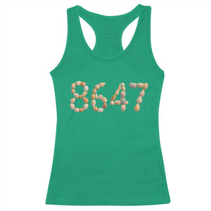 86 47 Seashell Beach Walk Graphic Racerback Tank Top Subtle Coastal Summer Political Satire TS02 Irish Green Print Your Wear