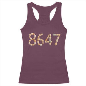 86 47 Seashell Beach Walk Graphic Racerback Tank Top Subtle Coastal Summer Political Satire TS02 Maroon Print Your Wear