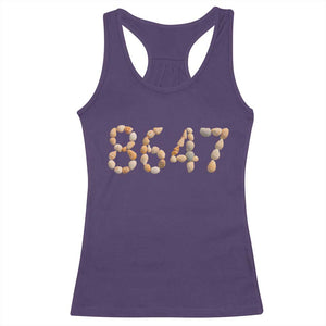 86 47 Seashell Beach Walk Graphic Racerback Tank Top Subtle Coastal Summer Political Satire TS02 Purple Print Your Wear