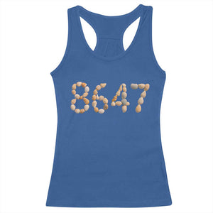 86 47 Seashell Beach Walk Graphic Racerback Tank Top Subtle Coastal Summer Political Satire TS02 Royal Blue Print Your Wear