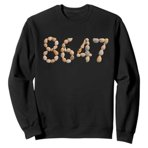 86 47 Seashell Beach Walk Graphic Sweatshirt Subtle Coastal Summer Political Satire TS02 Black Print Your Wear