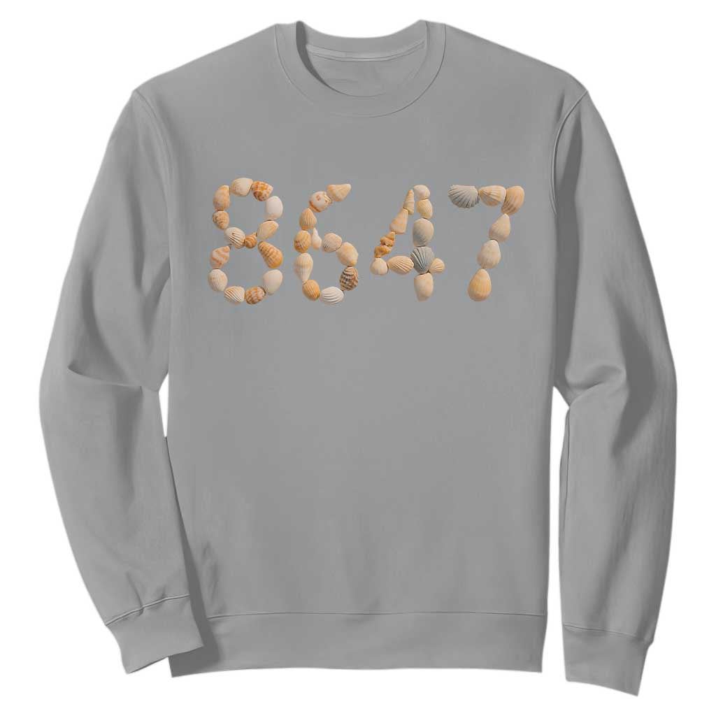 86 47 Seashell Beach Walk Graphic Sweatshirt Subtle Coastal Summer Political Satire TS02 Sport Gray Print Your Wear