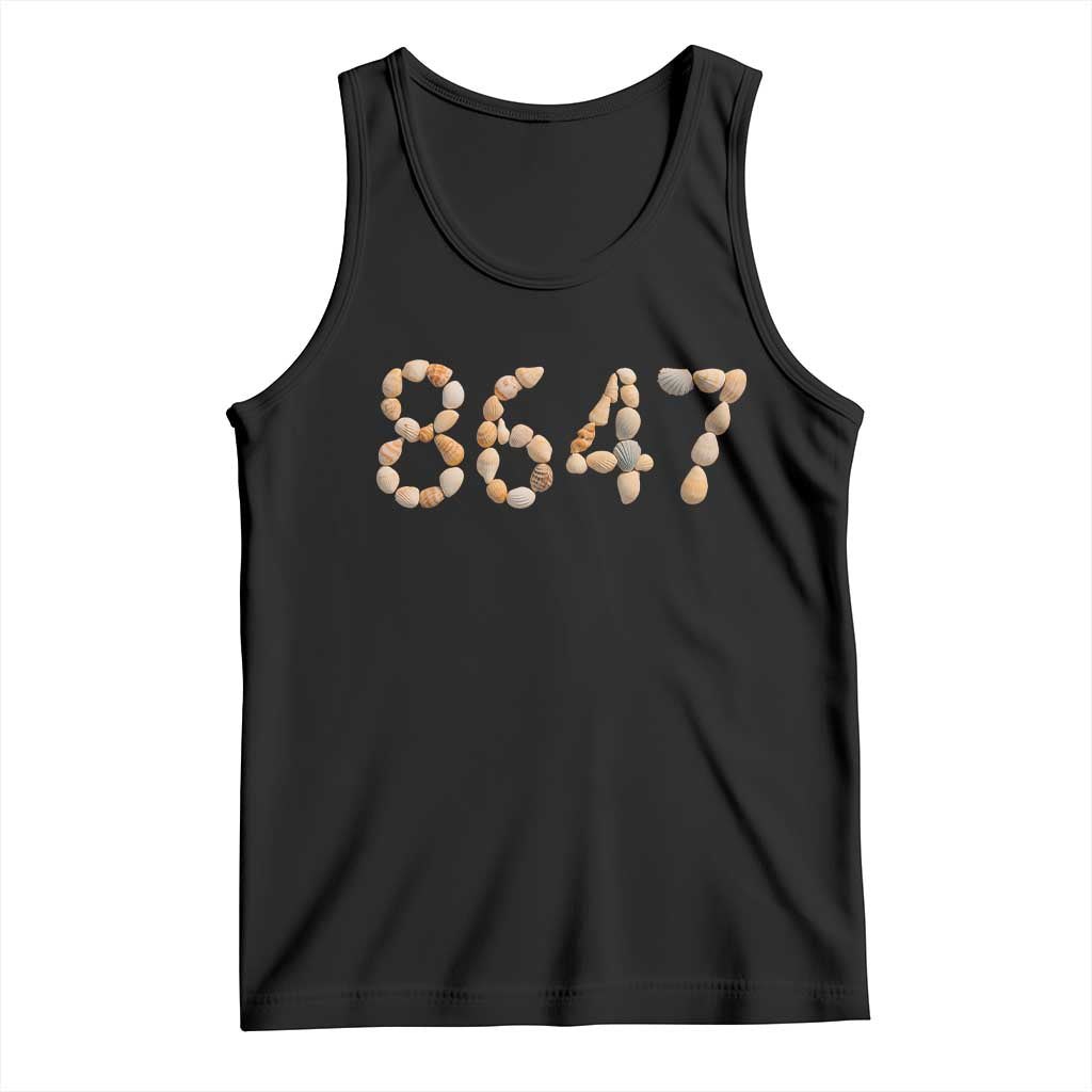 86 47 Seashell Beach Walk Graphic Tank Top Subtle Coastal Summer Political Satire TS02 Black Print Your Wear