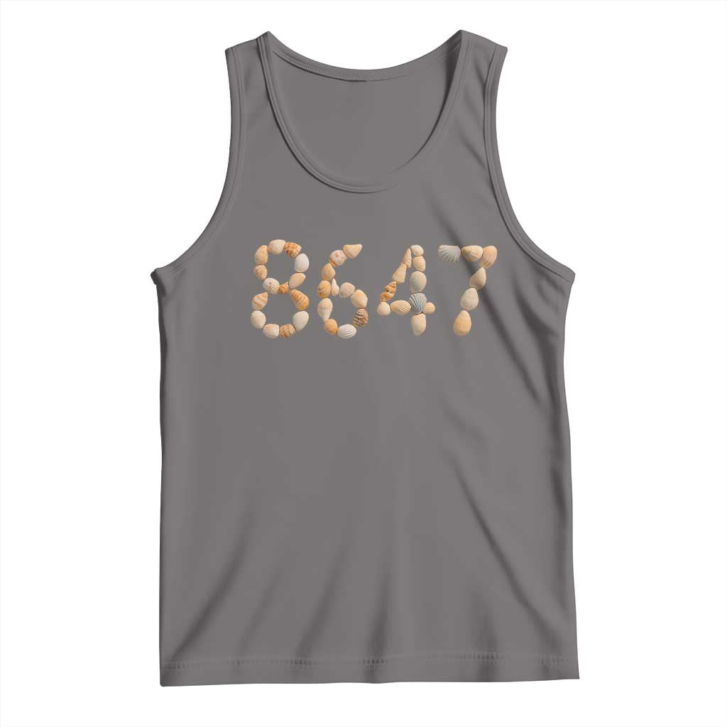 86 47 Seashell Beach Walk Graphic Tank Top Subtle Coastal Summer Political Satire TS02 Deep Heather Print Your Wear