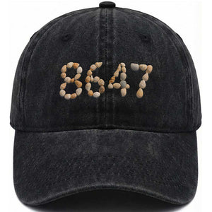 86 47 Seashell Beach Walk Graphic Washed Cotton Baseball Cap Subtle Coastal Summer Political Satire TS02 Print Your Wear