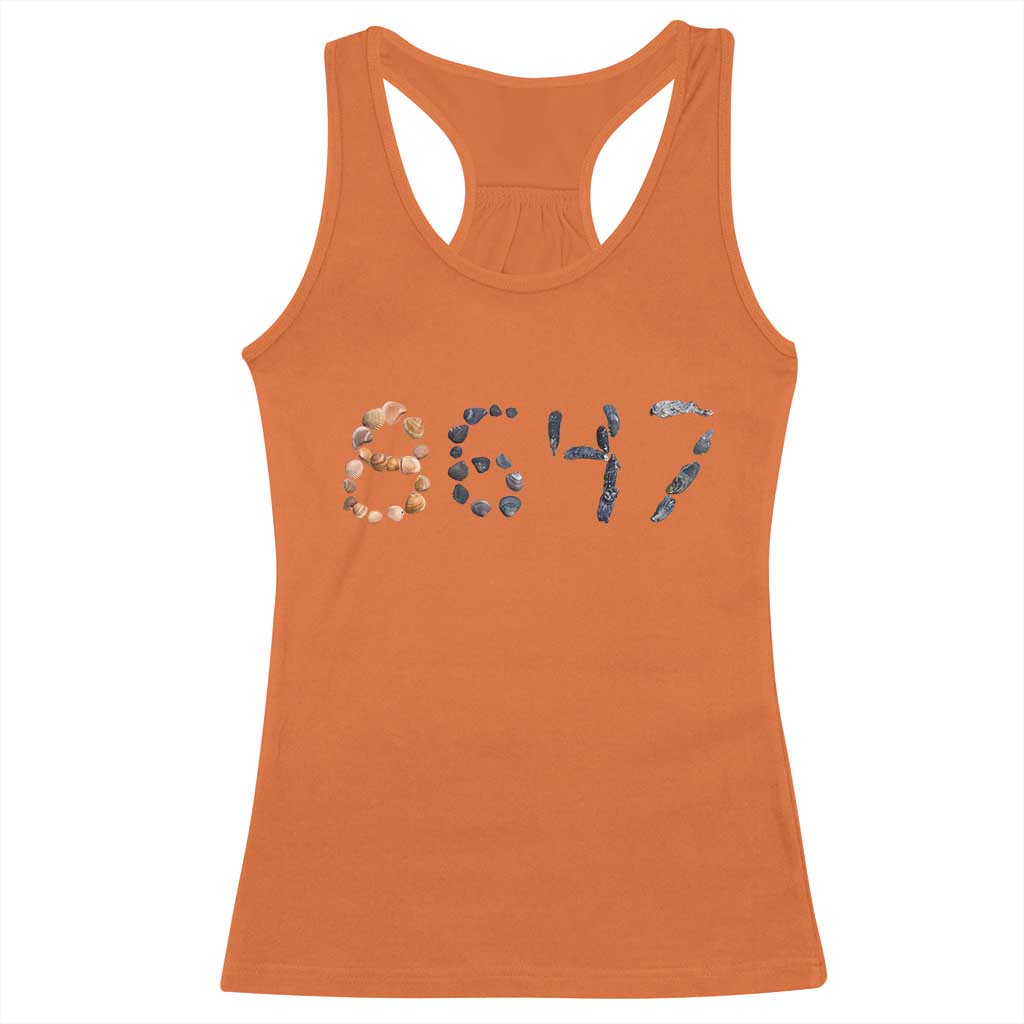 86 47 Seashell Graphic Subtle Summer Coastal Racerback Tank Top Viral 2026 Beach Walk Political Satire TS02 Orange Print Your Wear