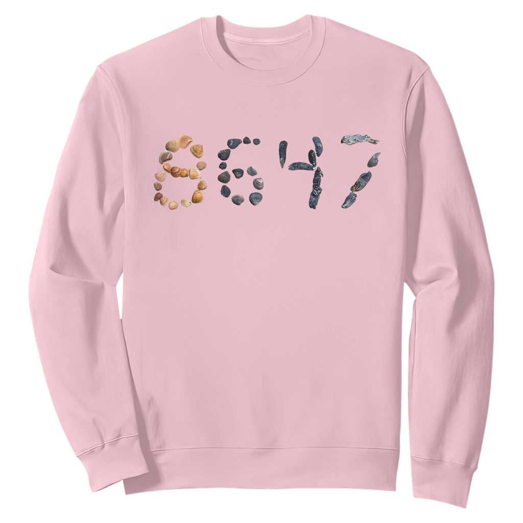 86 47 Seashell Graphic Subtle Summer Coastal Sweatshirt Viral 2026 Beach Walk Political Satire TS02 Light Pink Print Your Wear