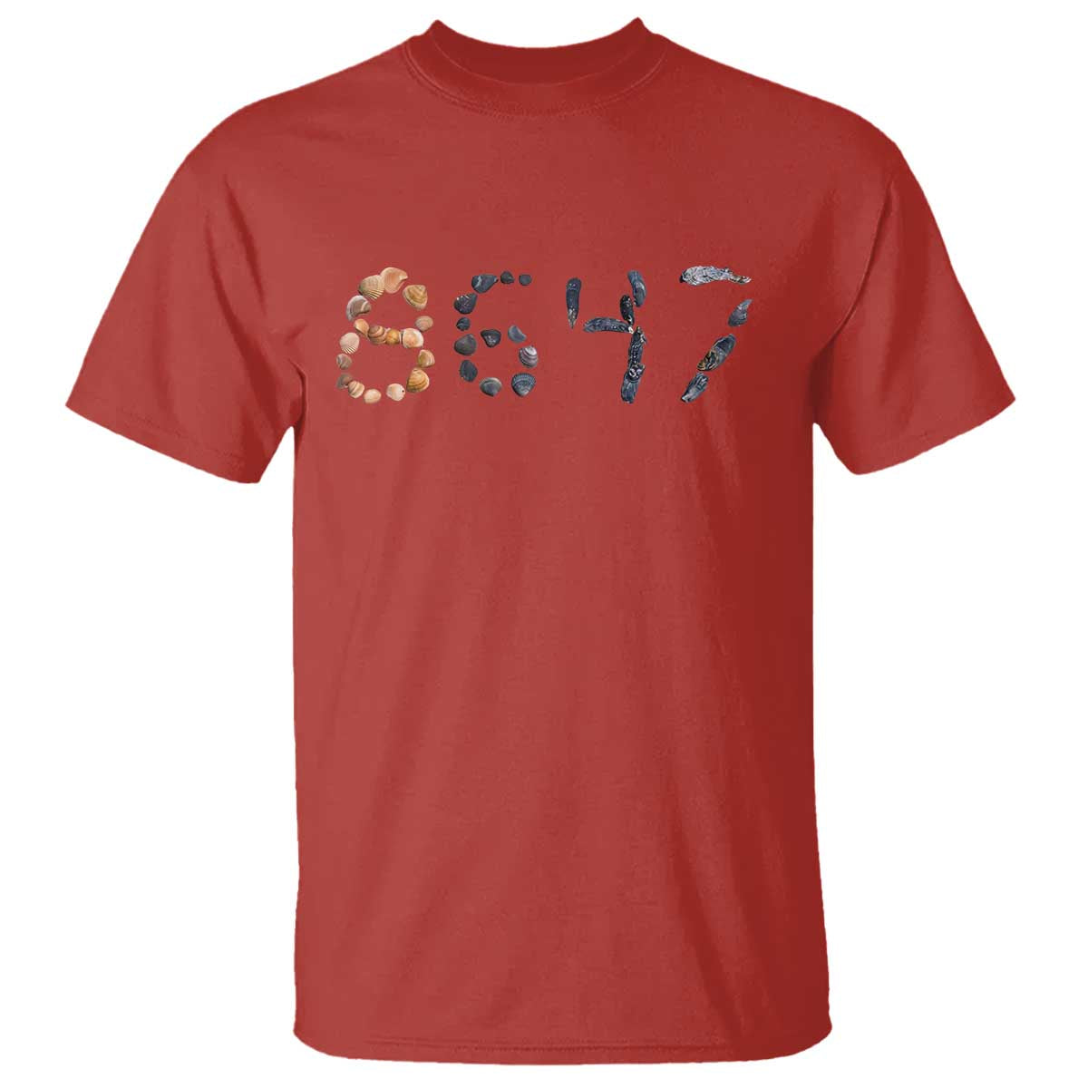 86 47 Seashell Graphic Subtle Summer Coastal T Shirt Viral 2026 Beach Walk Political Satire TS02 Red Print Your Wear
