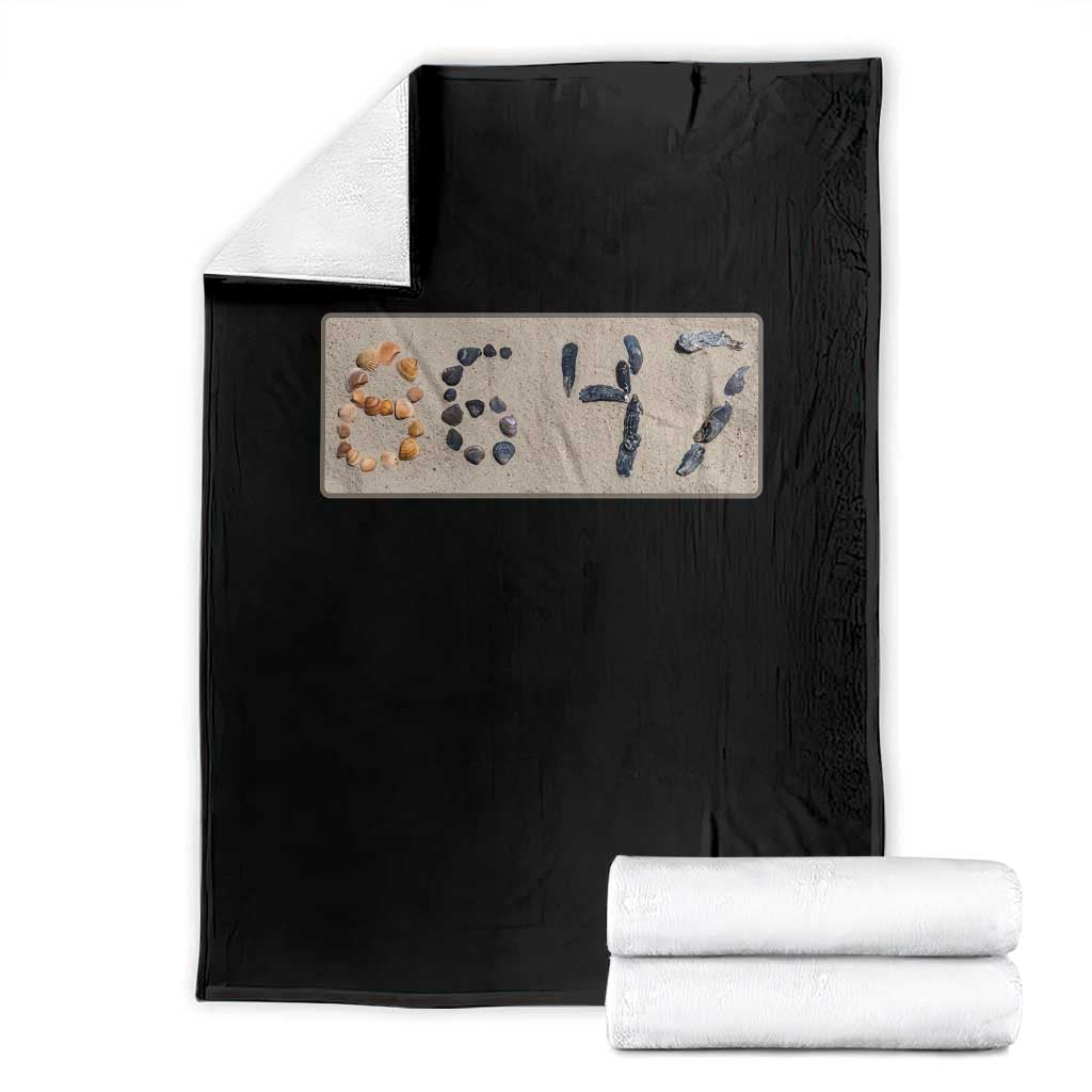 86 47 Seashell Beach Sand Graphic Throw Blanket Subtle Coastal Summer Political Satire TS02 Black Print Your Wear