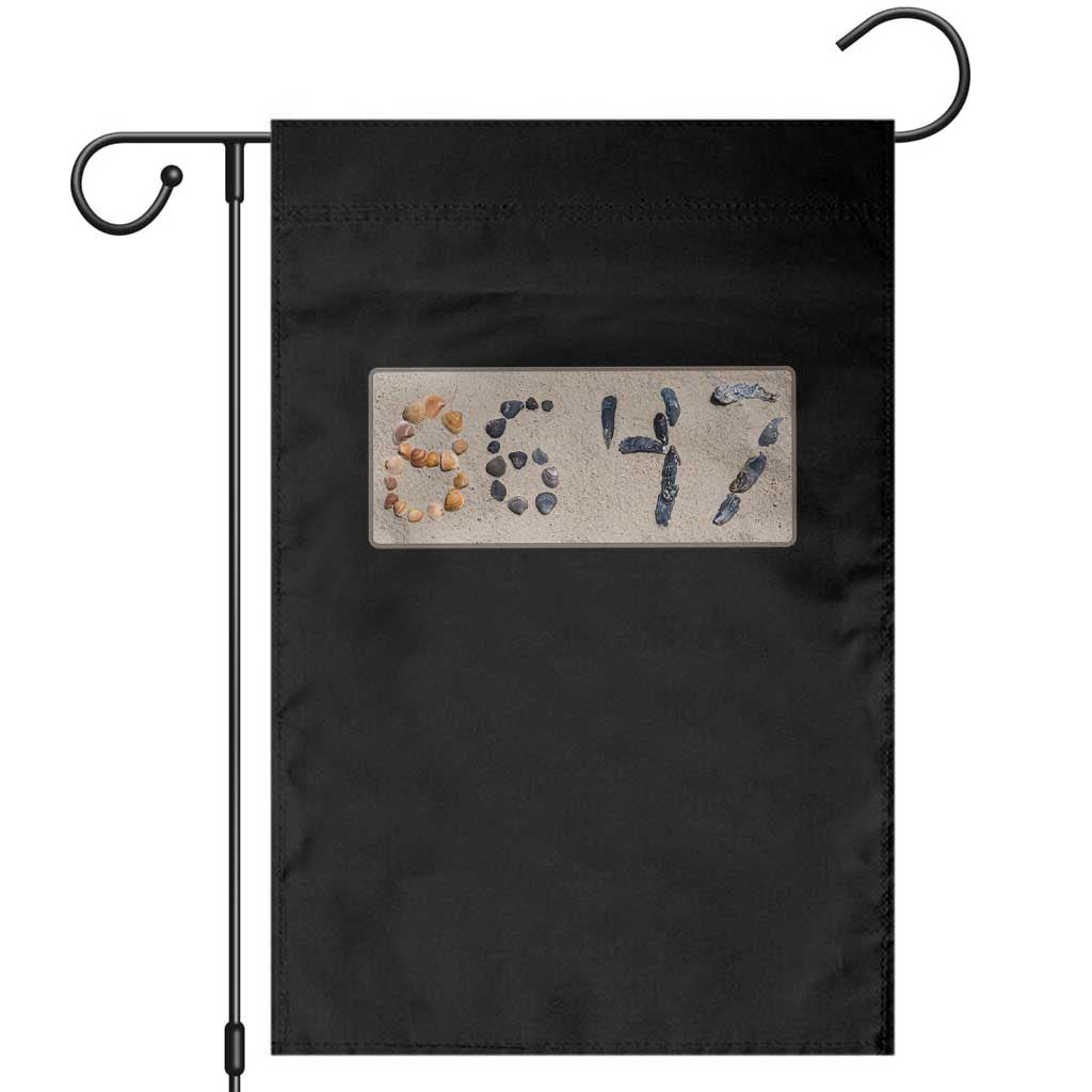 86 47 Seashell Beach Sand Graphic Garden Flag Subtle Coastal Summer Political Satire TS02 Black Print Your Wear