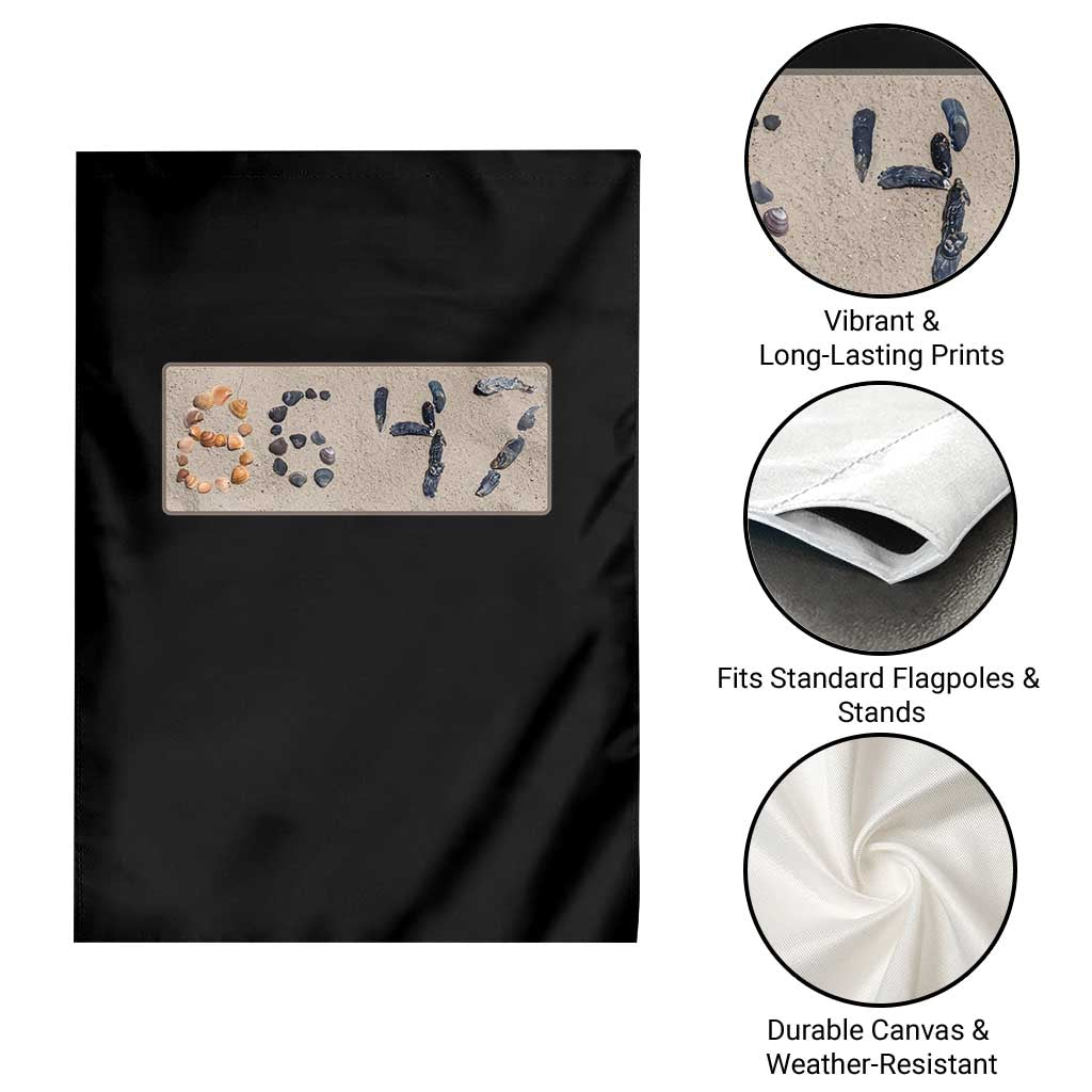 86 47 Seashell Beach Sand Graphic Garden Flag Subtle Coastal Summer Political Satire TS02 Print Your Wear
