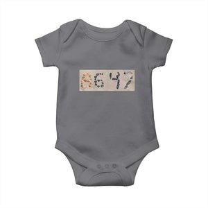 86 47 Seashell Beach Sand Graphic Baby Onesie Subtle Coastal Summer Political Satire TS02 Charcoal Print Your Wear
