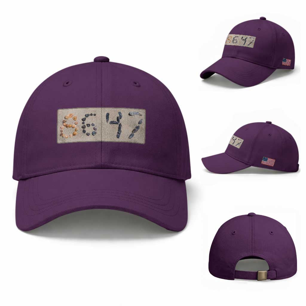 86 47 Seashell Beach Sand Graphic Baseball Cap Subtle Coastal Summer Political Satire TS02 Baseball Cap Universal Fit Purple Print Your Wear
