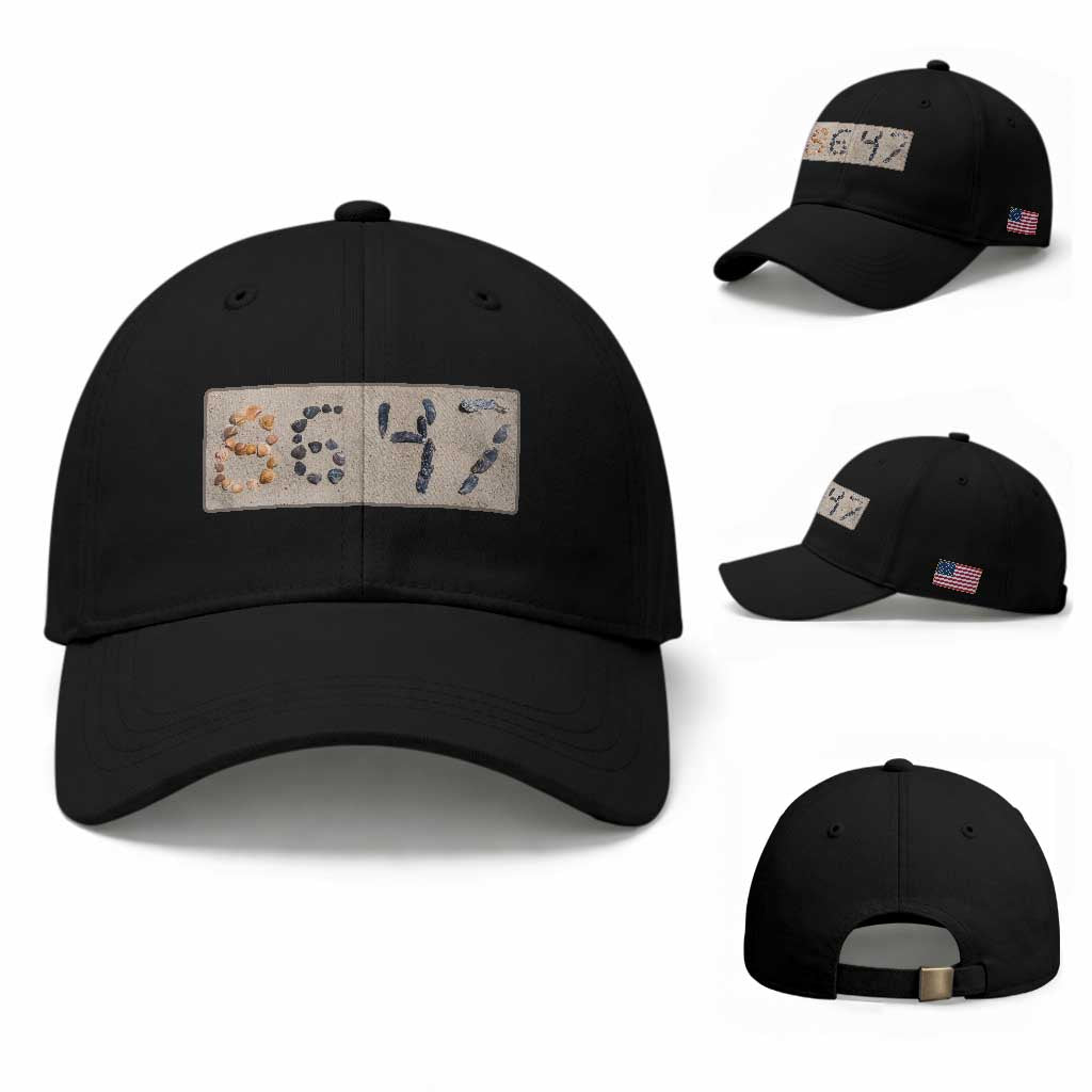 86 47 Seashell Beach Sand Graphic Baseball Cap Subtle Coastal Summer Political Satire TS02 Baseball Cap Universal Fit Black Print Your Wear