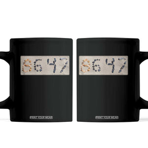 86 47 Seashell Beach Sand Graphic Coffee Mug Subtle Coastal Summer Political Satire TS02 Black Print Your Wear