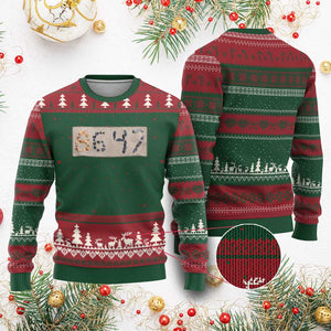 86 47 Seashell Beach Sand Graphic Ugly Christmas Sweater Subtle Coastal Summer Political Satire TS02 Red Green Print Your Wear