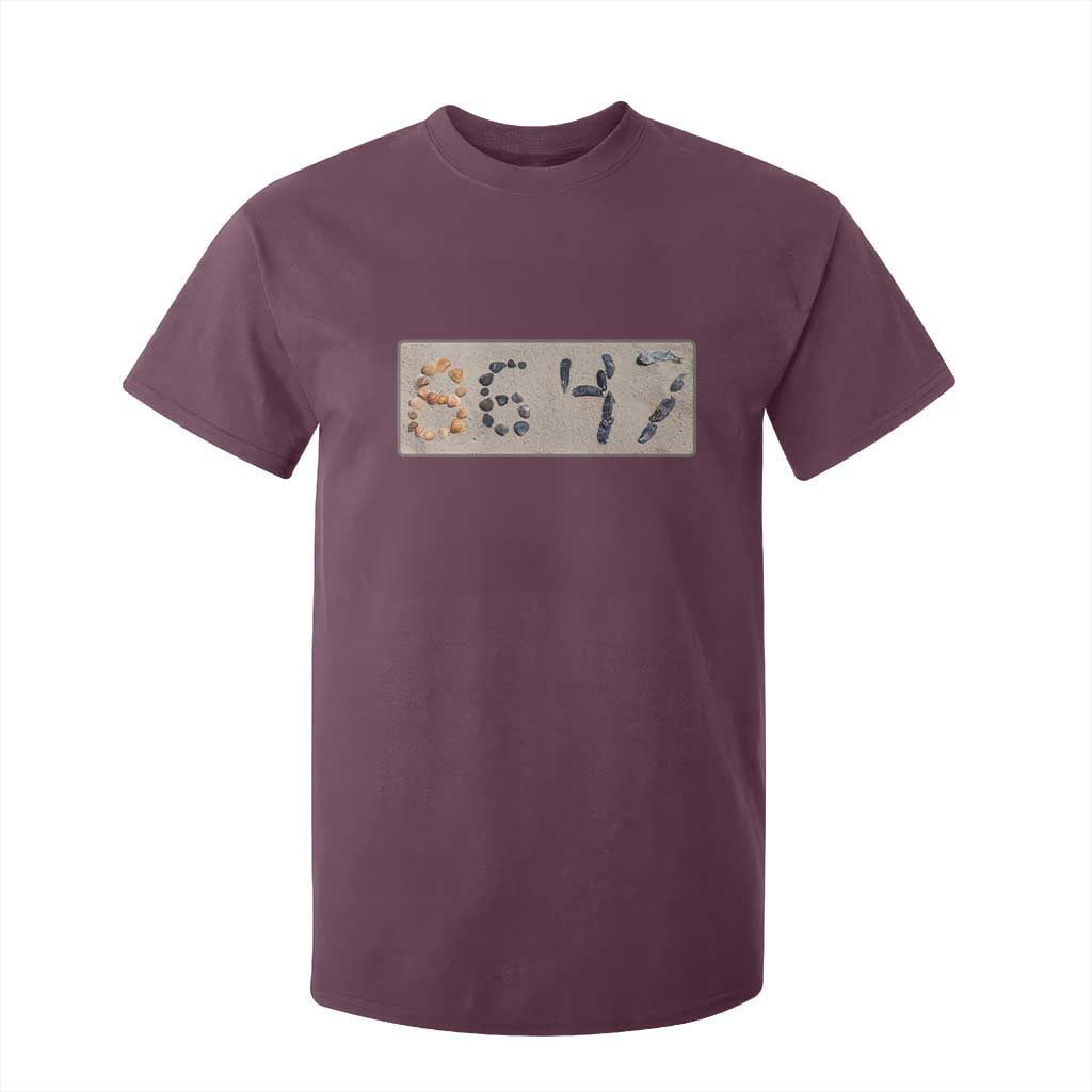 86 47 Seashell Beach Sand Graphic T Shirt For Kid Subtle Coastal Summer Political Satire TS02 Maroon Print Your Wear