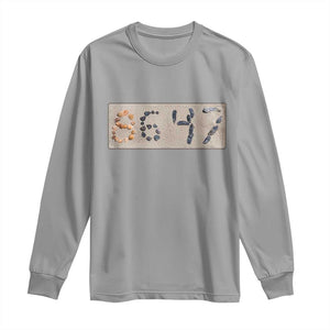 86 47 Seashell Beach Sand Graphic Long Sleeve Shirt Subtle Coastal Summer Political Satire TS02 Sport Gray Print Your Wear