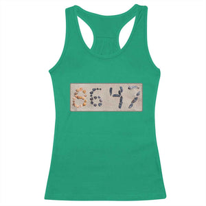 86 47 Seashell Beach Sand Graphic Racerback Tank Top Subtle Coastal Summer Political Satire TS02 Irish Green Print Your Wear