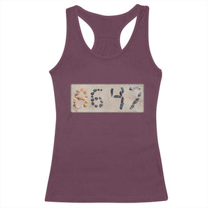 86 47 Seashell Beach Sand Graphic Racerback Tank Top Subtle Coastal Summer Political Satire TS02 Maroon Print Your Wear