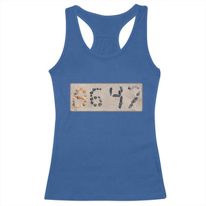 86 47 Seashell Beach Sand Graphic Racerback Tank Top Subtle Coastal Summer Political Satire TS02 Royal Blue Print Your Wear