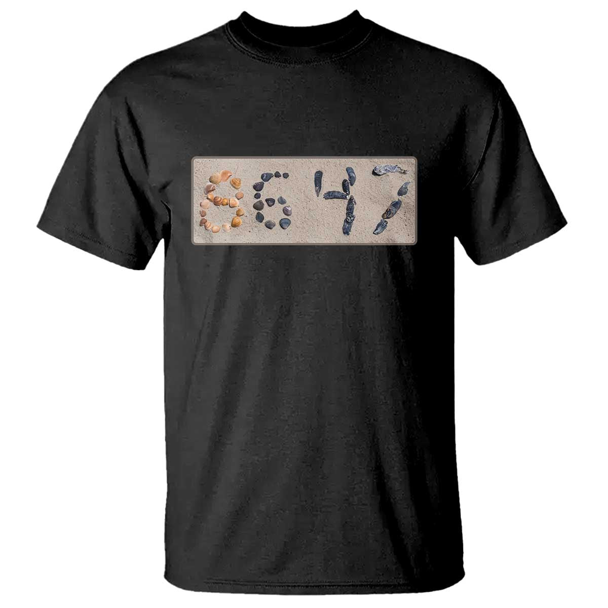 86 47 Seashell Beach Sand Graphic T Shirt Subtle Coastal Summer Political Satire TS02 Black Print Your Wear