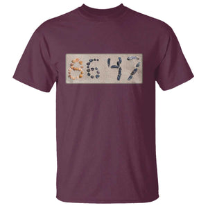 86 47 Seashell Beach Sand Graphic T Shirt Subtle Coastal Summer Political Satire TS02 Maroon Print Your Wear