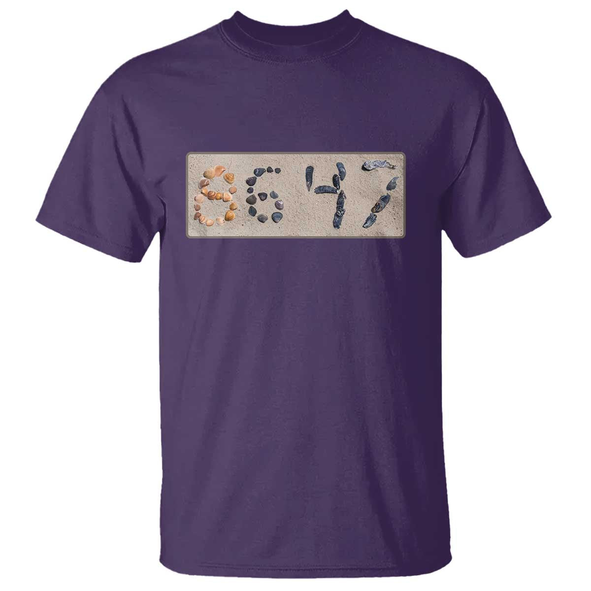 86 47 Seashell Beach Sand Graphic T Shirt Subtle Coastal Summer Political Satire TS02 Purple Print Your Wear