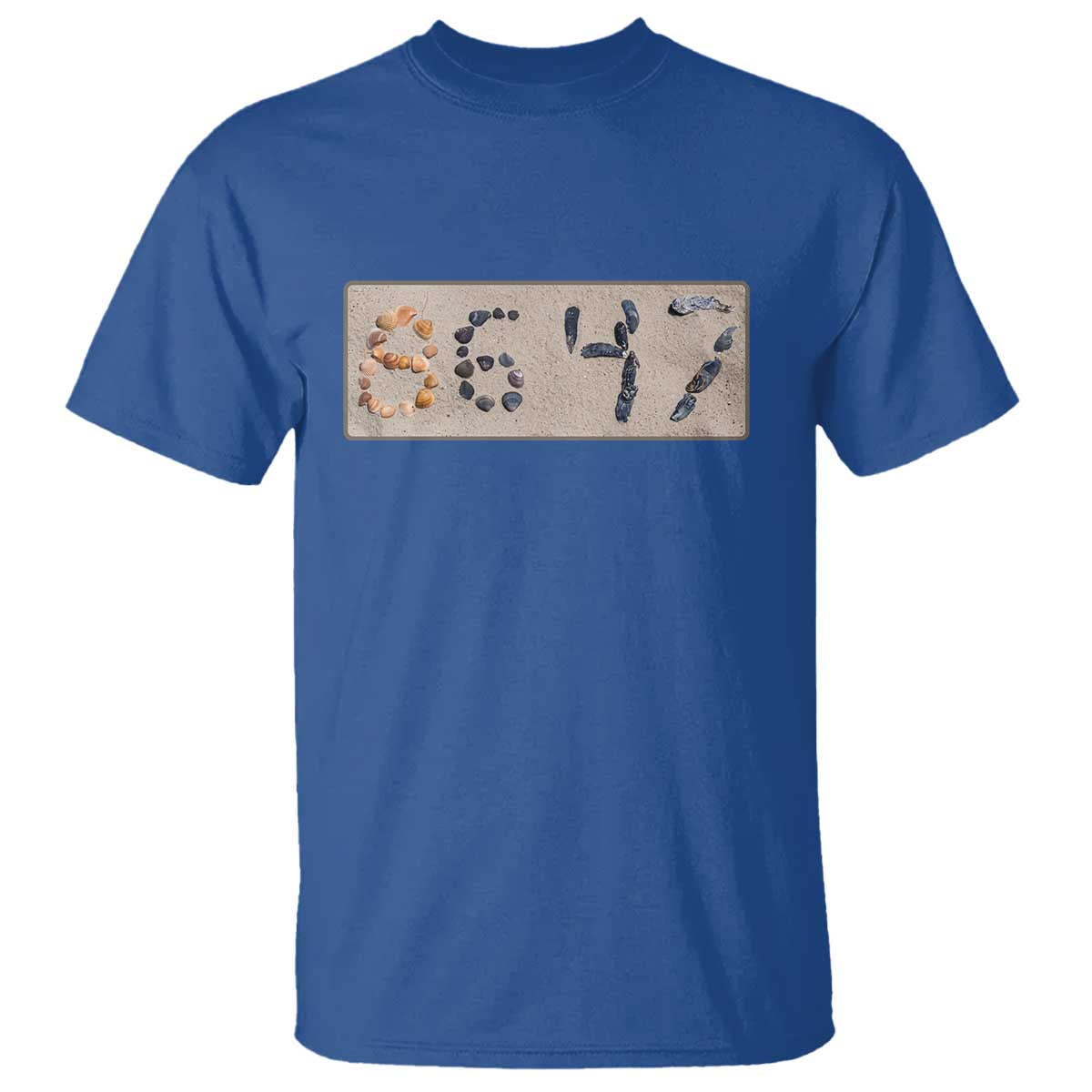 86 47 Seashell Beach Sand Graphic T Shirt Subtle Coastal Summer Political Satire TS02 Royal Blue Print Your Wear