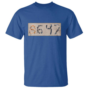 86 47 Seashell Beach Sand Graphic T Shirt Subtle Coastal Summer Political Satire TS02 Royal Blue Print Your Wear
