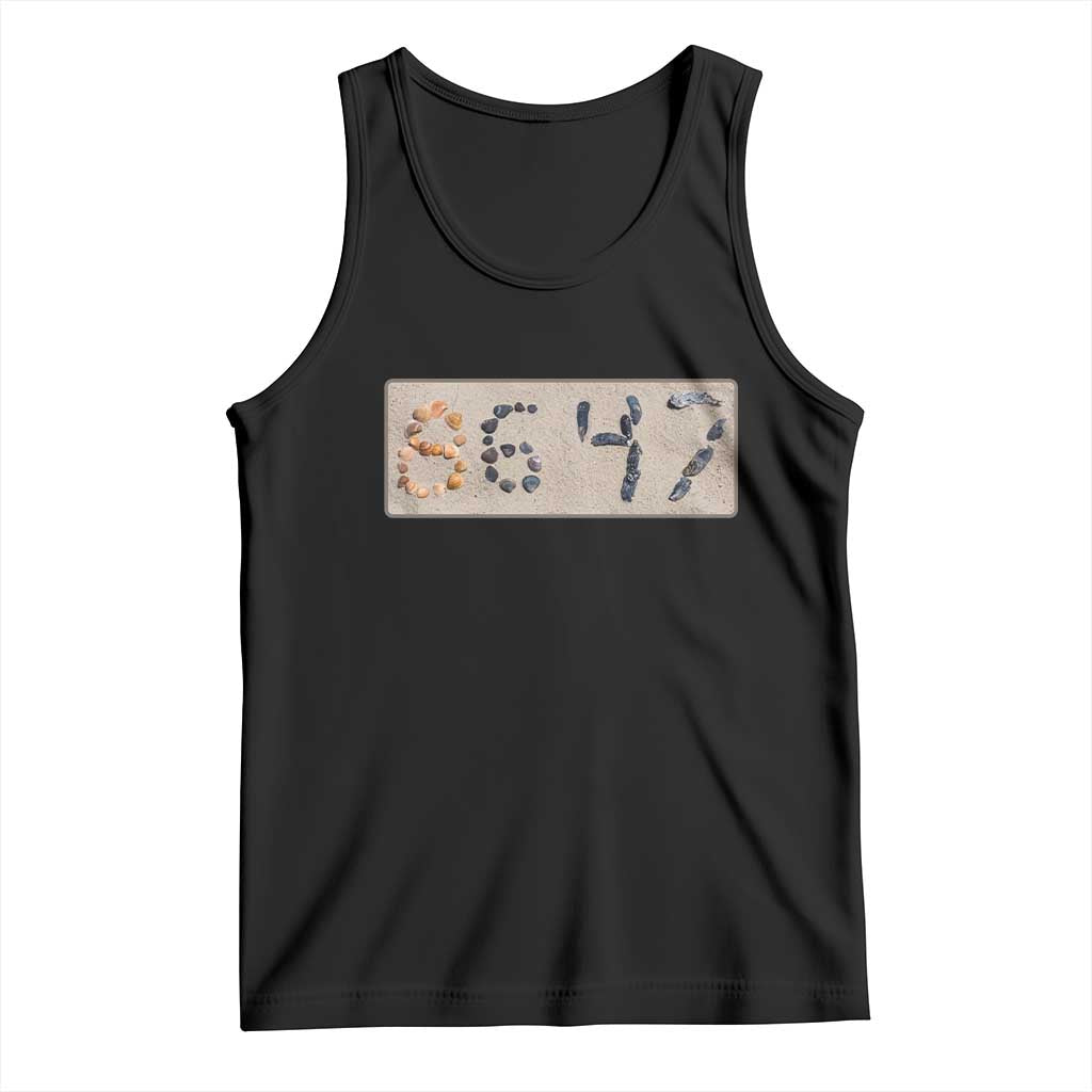 86 47 Seashell Beach Sand Graphic Tank Top Subtle Coastal Summer Political Satire TS02 Black Print Your Wear