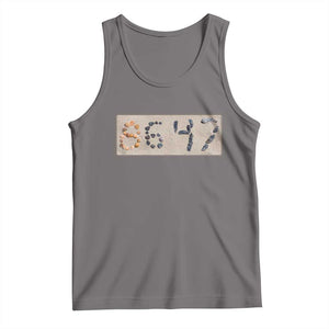 86 47 Seashell Beach Sand Graphic Tank Top Subtle Coastal Summer Political Satire TS02 Deep Heather Print Your Wear