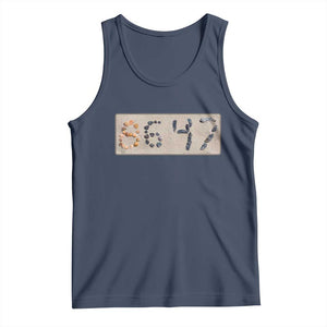86 47 Seashell Beach Sand Graphic Tank Top Subtle Coastal Summer Political Satire TS02 Navy Print Your Wear