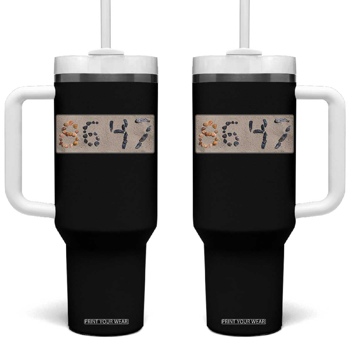 86 47 Seashell Beach Sand Graphic Tumbler With Handle Subtle Coastal Summer Political Satire TS02 One Size: 40 oz Black Print Your Wear
