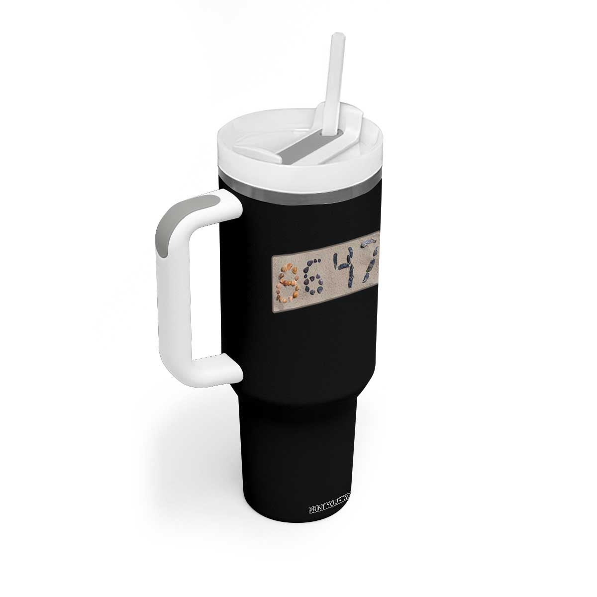 86 47 Seashell Beach Sand Graphic Tumbler With Handle Subtle Coastal Summer Political Satire TS02 Print Your Wear