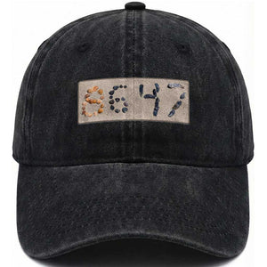 86 47 Seashell Beach Sand Graphic Washed Cotton Baseball Cap Subtle Coastal Summer Political Satire TS02 Print Your Wear