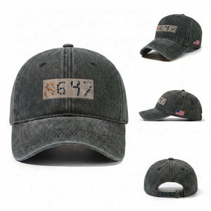 86 47 Seashell Beach Sand Graphic Washed Cotton Baseball Cap Subtle Coastal Summer Political Satire TS02 Washed Cap Universal Fit Dark Green Print Your Wear