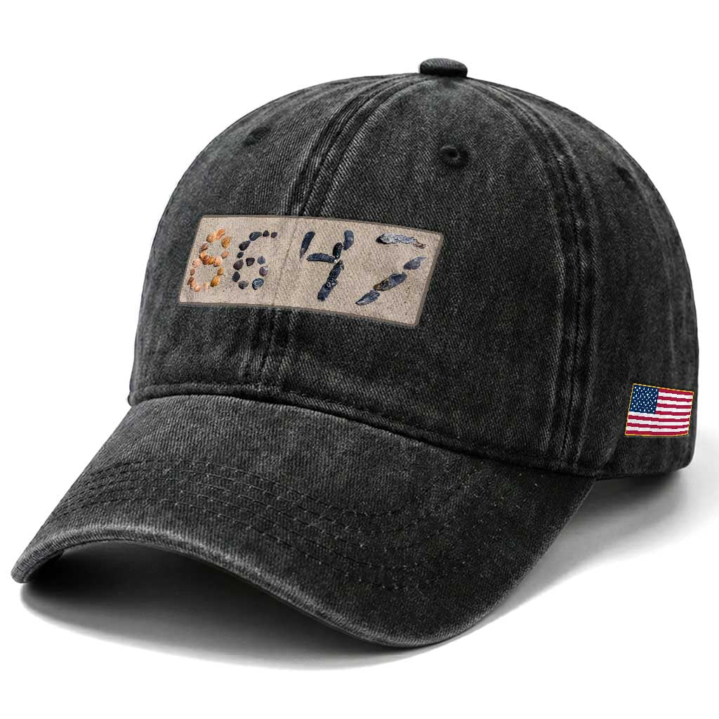 86 47 Seashell Beach Sand Graphic Washed Cotton Baseball Cap Subtle Coastal Summer Political Satire TS02 Print Your Wear