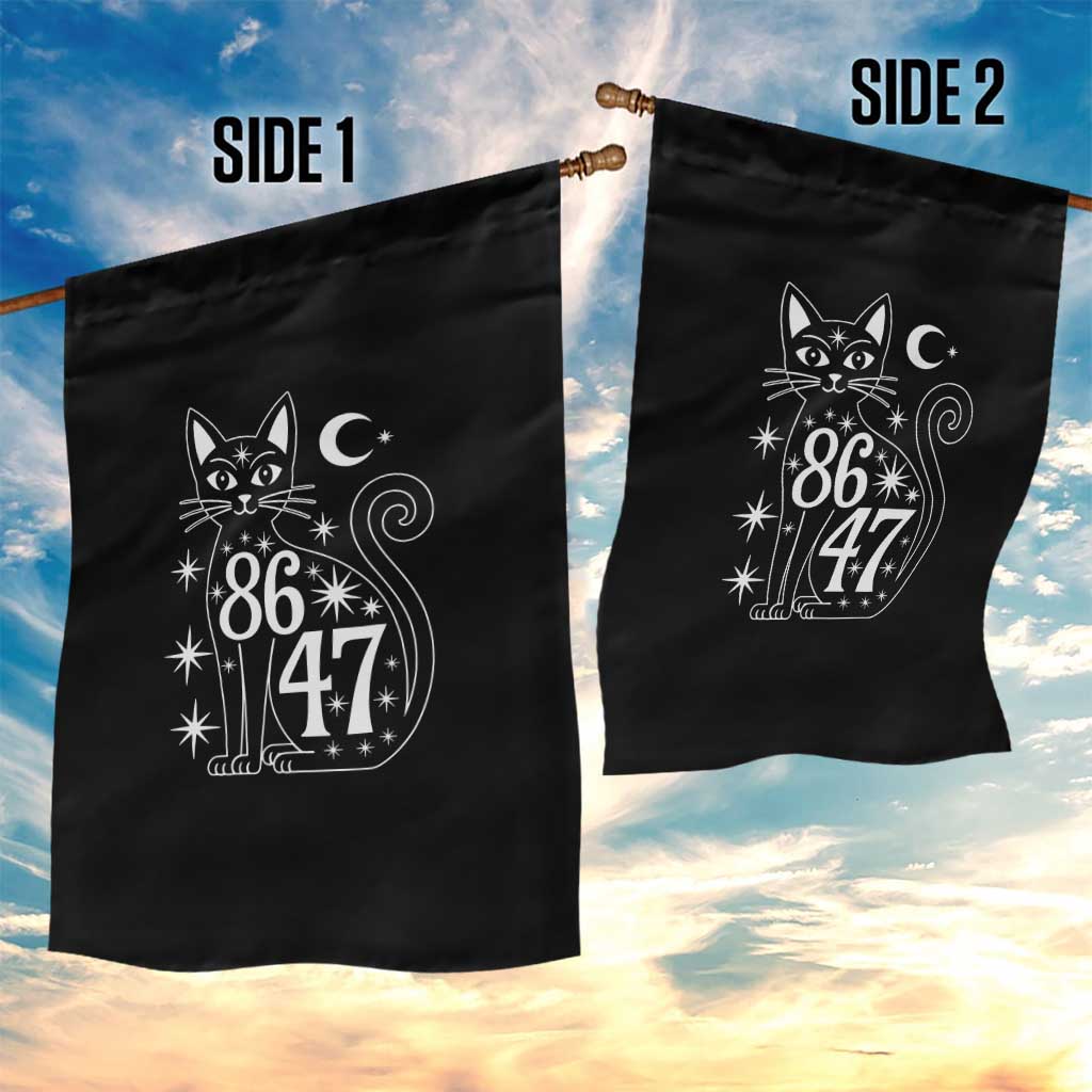 86 47 Celestial Black Cat Mystic Garden Flag Moon Stars Coded Political Satire TS02 Print Your Wear