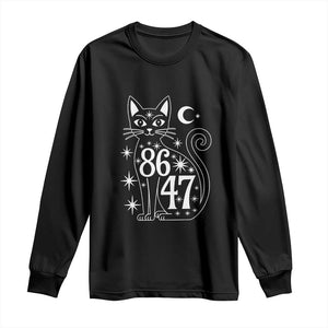 86 47 Celestial Black Cat Mystic Long Sleeve Shirt Moon Stars Coded Political Satire TS02 Black Print Your Wear