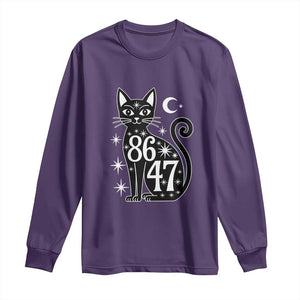 86 47 Celestial Black Cat Mystic Long Sleeve Shirt Moon Stars Coded Political Satire TS02 Purple Print Your Wear