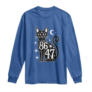 86 47 Celestial Black Cat Mystic Long Sleeve Shirt Moon Stars Coded Political Satire TS02 Royal Blue Print Your Wear