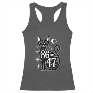 86 47 Celestial Black Cat Mystic Racerback Tank Top Moon Stars Coded Political Satire TS02 Dark Heather Print Your Wear