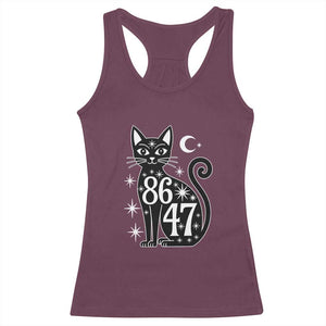 86 47 Celestial Black Cat Mystic Racerback Tank Top Moon Stars Coded Political Satire TS02 Maroon Print Your Wear