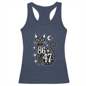 86 47 Celestial Black Cat Mystic Racerback Tank Top Moon Stars Coded Political Satire TS02 Navy Print Your Wear
