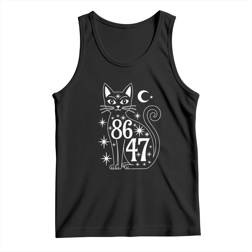 86 47 Celestial Black Cat Mystic Tank Top Moon Stars Coded Political Satire TS02 Black Print Your Wear