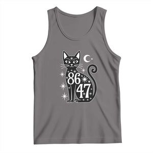 86 47 Celestial Black Cat Mystic Tank Top Moon Stars Coded Political Satire TS02 Deep Heather Print Your Wear