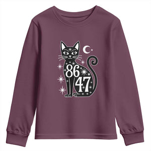 86 47 Celestial Black Cat Mystic Youth Sweatshirt Moon Stars Coded Political Satire TS02 Maroon Print Your Wear