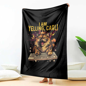 I Am Yelling Carl Graphic Throw Blanket Funny Angry Cat Typing Keyboard Comic Retro TS02 Print Your Wear