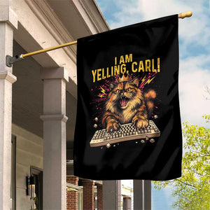 I Am Yelling Carl Graphic Garden Flag Funny Angry Cat Typing Keyboard Comic Retro TS02 Print Your Wear